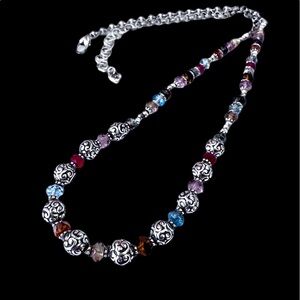 BRIGHTON LATIKA Multi Colors Glass Bead Beautiful Long Necklace.  Many colors